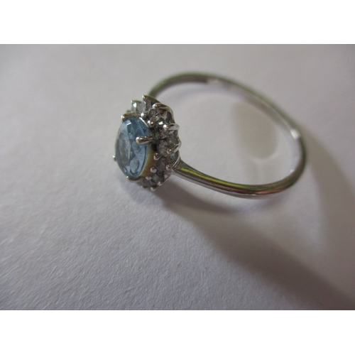 29 - A 9ct white gold dress ring set with central Santamaria aquamarine, with matching silver bracelet an... 