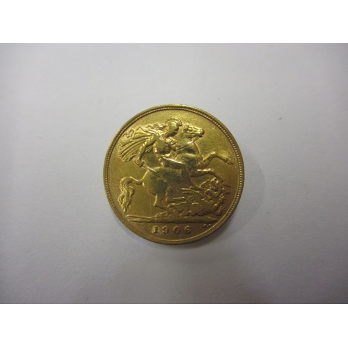 132 - An Edward VII gold half sovereign dated 1906, a circulated coin with good definition of features