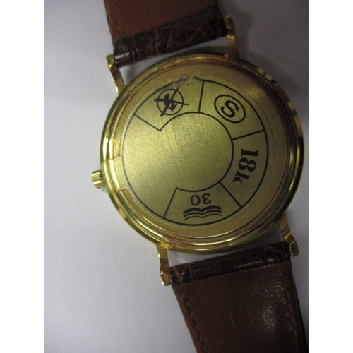 115 - A 1990s Omega 18ct gold cased watch, with date window, in unused condition and still retaining prote... 