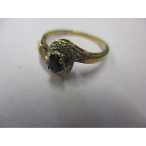 3 - A 9ct yellow gold diamond and sapphire ring, approx. ring size ‘J+’, approx. weight 1.7g in useable ... 