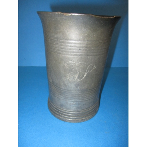 188 - A Victorian pewter pint tankard, marked to base for the Watermans Arms, Millwall on the Isle of Dogs... 