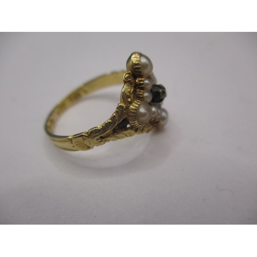 34 - An antique Georgian 18ct gold ring, with central diamond surrounded by pearls, approx. ring size ‘N’... 