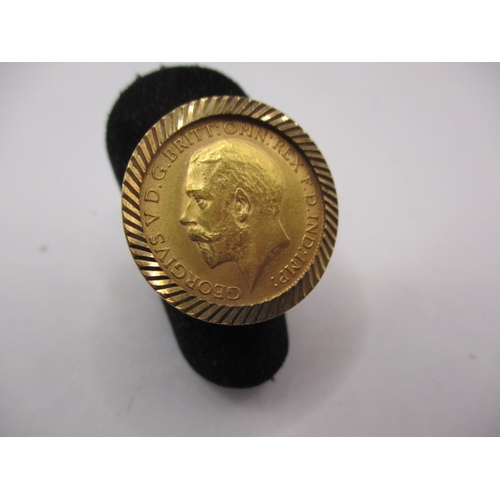 133 - A George V gold half sovereign, dated 1913 in 9ct gold ring, approx. ring size ‘M+’, approx. gross w... 