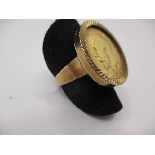 133 - A George V gold half sovereign, dated 1913 in 9ct gold ring, approx. ring size ‘M+’, approx. gross w... 