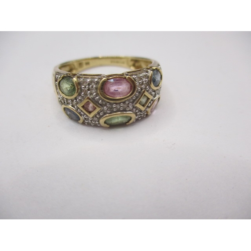 5 - A 9ct yellow gold dress ring set with various coloured stones, approx. ring size ‘Q+’, approx. weigh... 