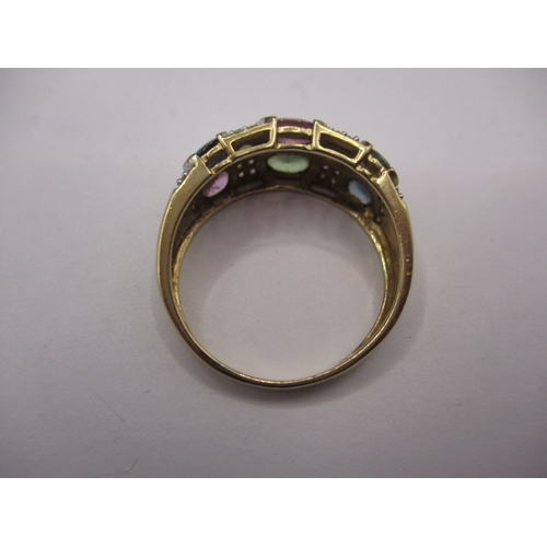 5 - A 9ct yellow gold dress ring set with various coloured stones, approx. ring size ‘Q+’, approx. weigh... 