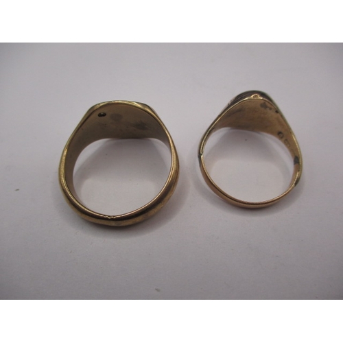 43 - Two 9ct yellow gold signet rings, approx. parcel weight 10.5g both in well used condition