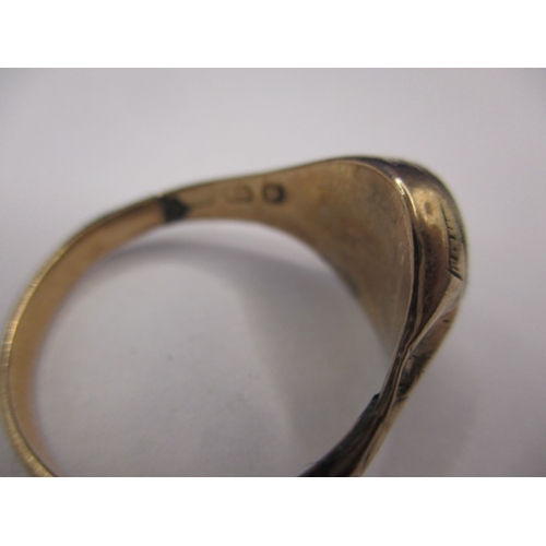 43 - Two 9ct yellow gold signet rings, approx. parcel weight 10.5g both in well used condition