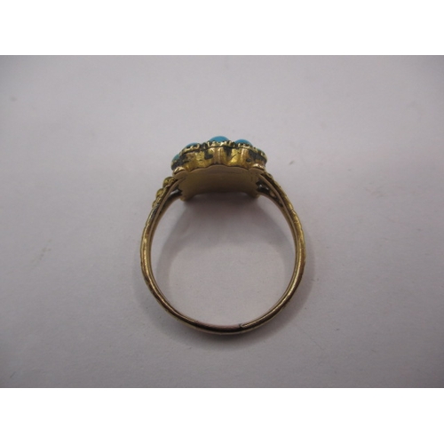 8 - A yellow gold opal and turquoise ring, un-marked as resized, approx. ring size ‘O’, approx. weight 3... 