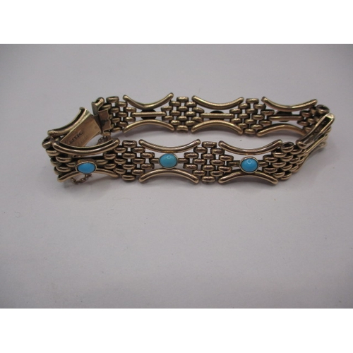 89 - A vintage 9ct yellow gold bracelet with turquoise stud decoration, approx. weight 17.5g, in useable ... 