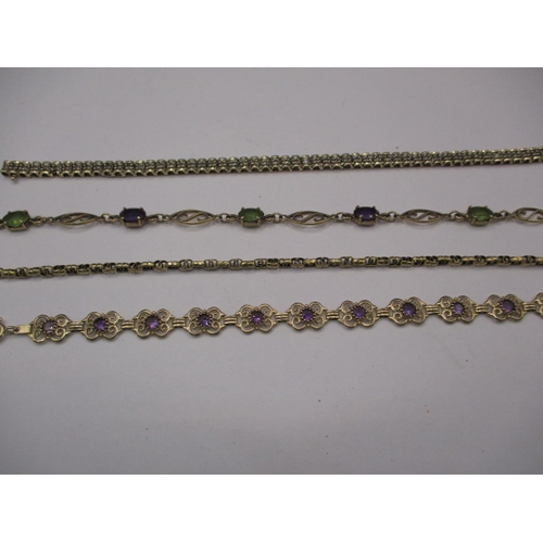 92 - 4 Vintage 9ct gold bracelets, various stones, approx. gross parcel weight 23.6g all in useable pre-o... 