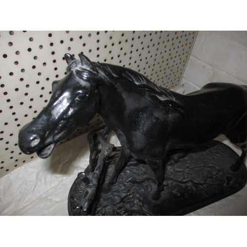 291 - A vintage Russian CCCP cast iron horse sculpture, approx. length 42cm, in used condition with no obs... 