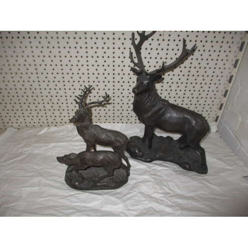 292 - Two vintage cast bronze stag sculptures, approx. height of largest 34cm in used condition with no ob... 