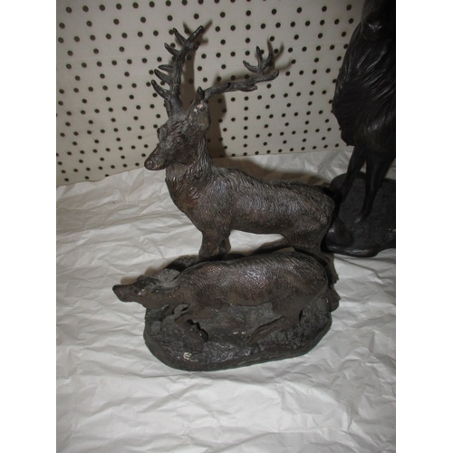 292 - Two vintage cast bronze stag sculptures, approx. height of largest 34cm in used condition with no ob... 