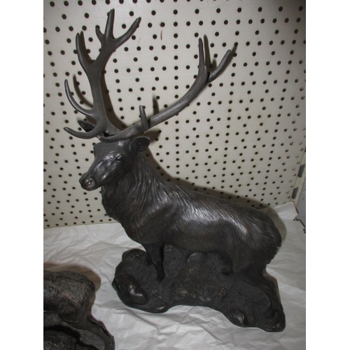 292 - Two vintage cast bronze stag sculptures, approx. height of largest 34cm in used condition with no ob... 