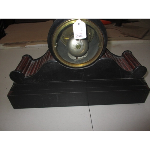 238 - A large slate and marble 2 train mantle clock, approx. width 554cm,, do key so not tested as to func... 