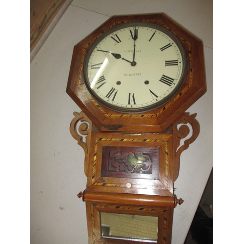 239 - An antique style wall clock, the dial marked Cornwell Braintree, having an inlaid wood case, no key ... 