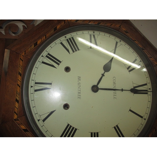 239 - An antique style wall clock, the dial marked Cornwell Braintree, having an inlaid wood case, no key ... 