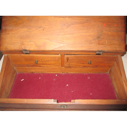 304 - A vintage desk top writing slope with 2 drawer interior, in useable pre-owned condition