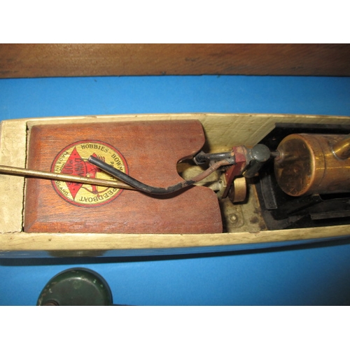 210 - A vintage Bowman, live steam model boat, ‘Swallow’. With original wooden box, approximate length 48c... 