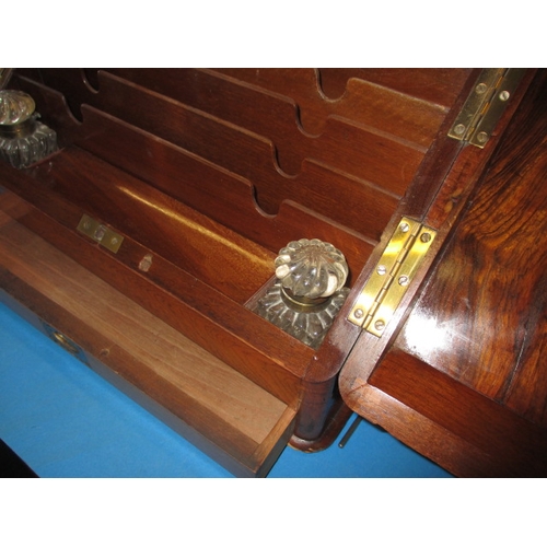 307 - An Edwardian desk top stationary box, with key and lower drawer, in useable pre-owned condition