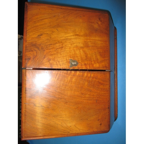 307 - An Edwardian desk top stationary box, with key and lower drawer, in useable pre-owned condition