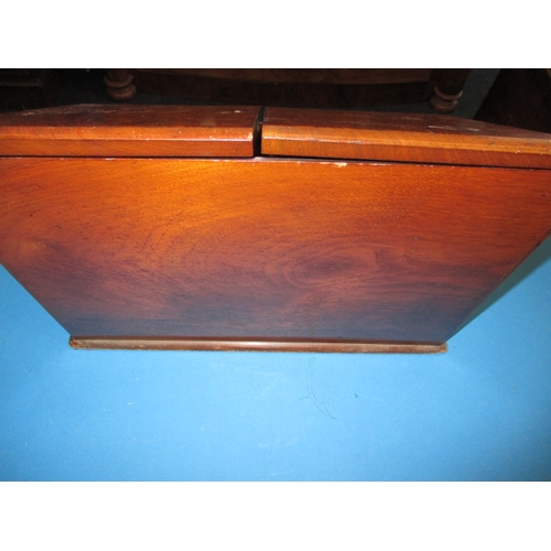 307 - An Edwardian desk top stationary box, with key and lower drawer, in useable pre-owned condition