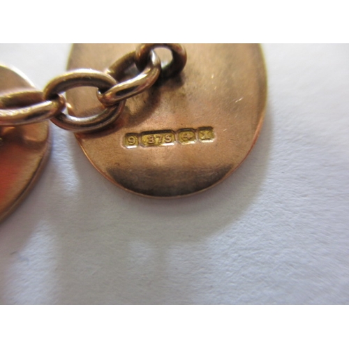 52 - A pair of 9ct gold cufflinks, in good used condition with vacant cartouche, approx. weight 8.8g