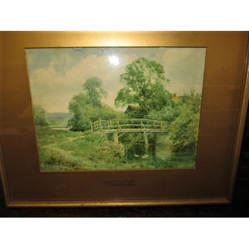 257 - H  Sylvester Stannard, “Rustic Bridge by the Mill” Tempsford near St. Neots, in period glazed frame,... 