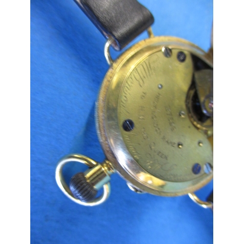 85 - J W Benson 18ct gold cased half hunter pocket watch, converted to a wrist watch, in current working ... 