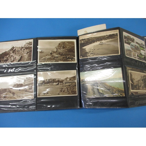 307 - An album of over 120 antique and later postcards, to include some local topographical views, all in ... 