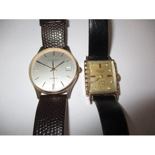 87 - Two 9ct gold cased wristwatches, one by Garrard, neither tested as to function, both with use-relate... 