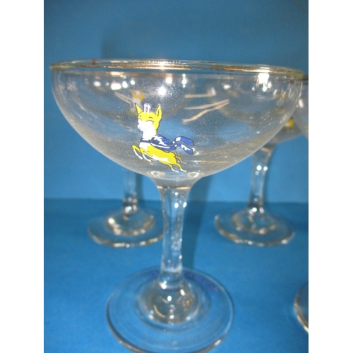 312 - 8 Vintage Babycham glasses, one odd one, all in used condition with no observed damage