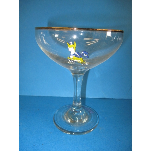 312 - 8 Vintage Babycham glasses, one odd one, all in used condition with no observed damage