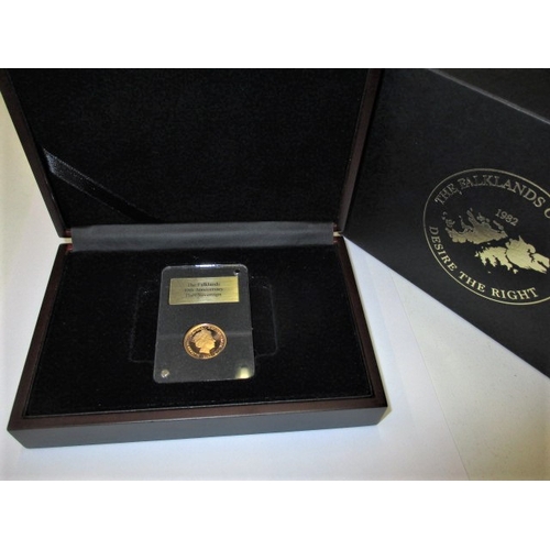 110 - A 2022 Falklands 40th anniversary half sovereign, in mint condition with original presentation box