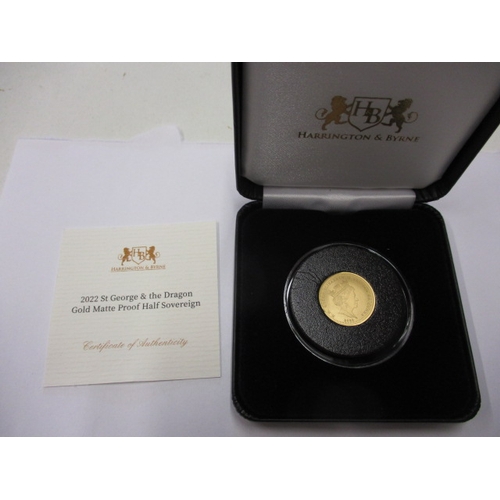 111 - A Harrington & Bryne 2022 George & the Dragon gold half sovereign, in original presentation box