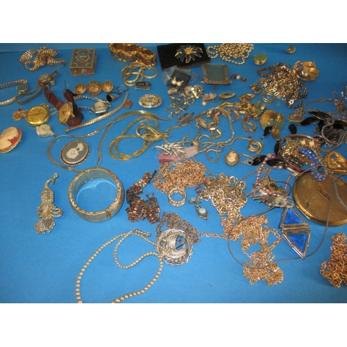 172 - A parcel of vintage costume jewellery and watches, to include one gold cased watch and some silver i... 