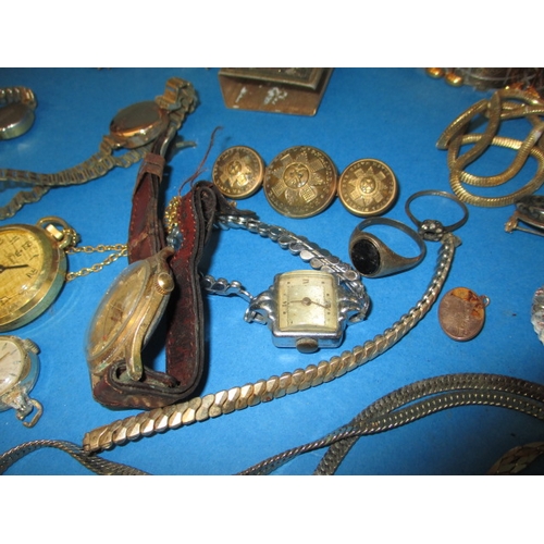 172 - A parcel of vintage costume jewellery and watches, to include one gold cased watch and some silver i... 