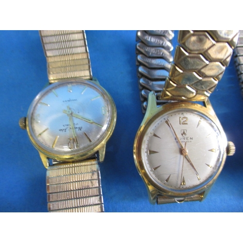 103 - 6 Vintage gents wrist watches , all run when wound, all in used condition