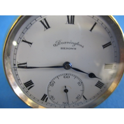 91 - A vintage Baringtons Renown 9ct gold cased pocket watch, runs when wound and with light use related ... 