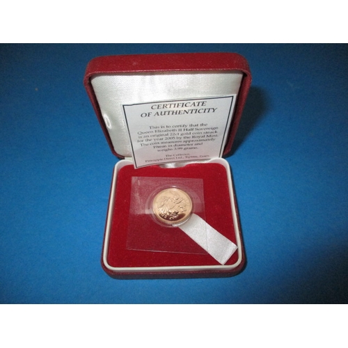 115 - A 2005 gold half sovereign in uncirculated condition and in original packaging