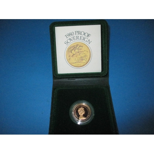 118 - A 1980 gold proof full sovereign, in original Royal Mint box with certificate