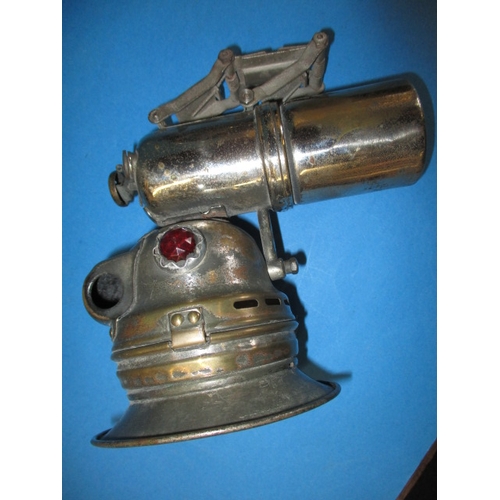 254 - 3 Vintage carbide cycle lamps, all with original mounting brackets, in used condition with age-relat... 