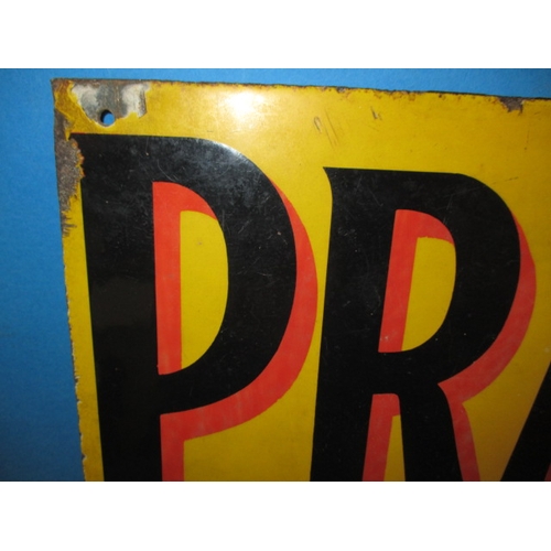 275 - An antique double sided enamel advertising sign for Pratt’s perfection spirit, makers mark for Brunt... 