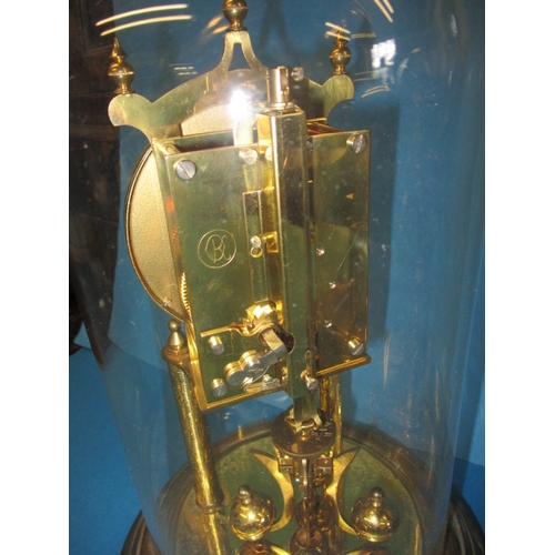 256 - Two vintage anniversary clocks under glass domes, no keys so not tested as to function, approx. heig... 