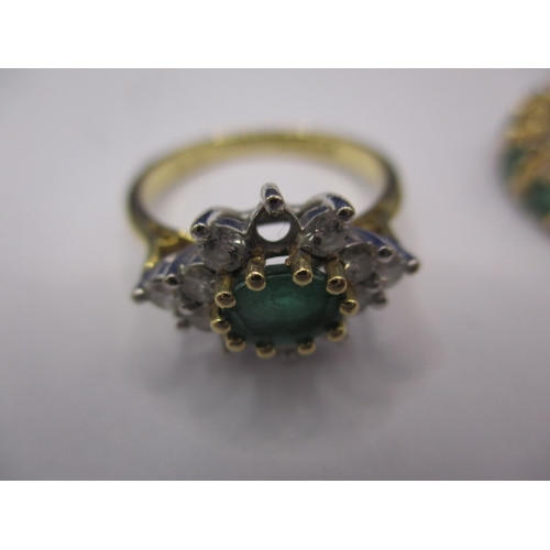 40 - Two vintage gold rings, diamond and emeralds, one 18ct one unmarked, both with stones missing, appro... 