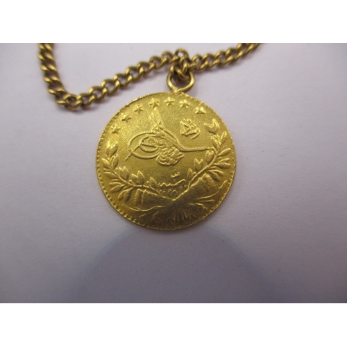 109 - A vintage gold coin bracelet, the coins being Turkish 25 Krush, having 23 in total, approx. gross we... 