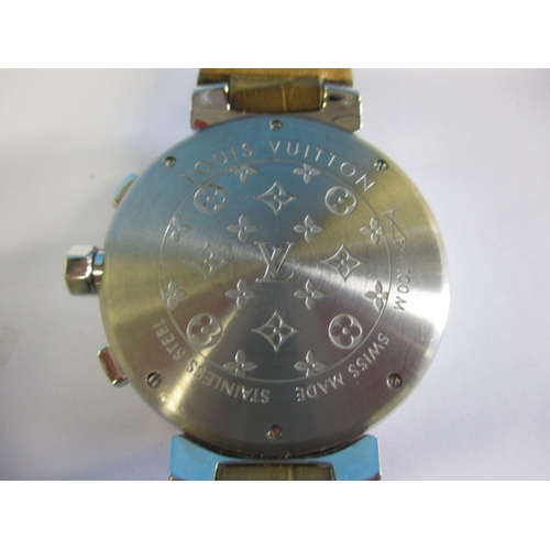 102 - A vintage Louis Vuitton Tambour chronograph watch, serial number RB1158, in current working order wi... 