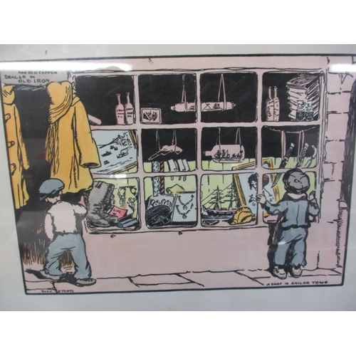 258 - Jack B Yates (1871-1957) “A Shop in Sailor Town” hand coloured print No31 Cuala press Dublin, in gla... 