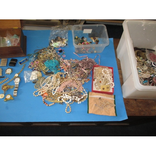 175 - A large quantity of vintage costume jewellery, also includes watches and cigarette lighters, all in ... 